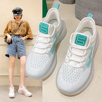 Flying Woven Sneakers New Mesh Light And Breathable Round Toe Straps
