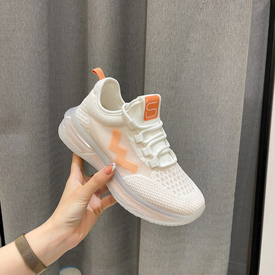 Flying Woven Sneakers New Mesh Light And Breathable Round Toe Straps