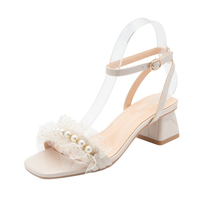 New Fashion Fairy Style Lace High-heeled Lady With A Middle Heel