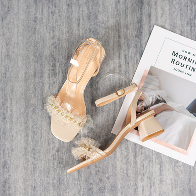 New Fashion Fairy Style Lace High-heeled Lady With A Middle Heel