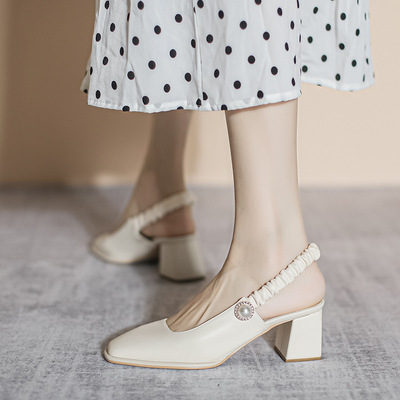 Summer New Style Back Space Sandals Evening Shoes Gentle Wind With Thick Heel Fairy